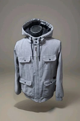 RIP CURL Hoodie ZIP Coat Jacket Surf Ski ~ Wool Blend ~ Gray ~ Mens Large - Image 1 of 4