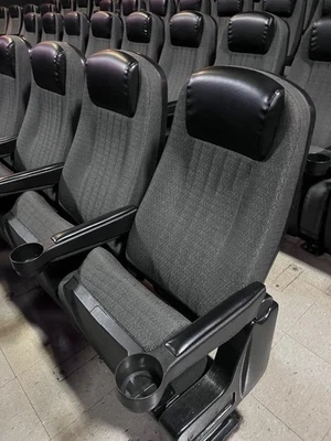Used THEATER SEATING Blue Folding Chairs with high back non reclining  - Image 1 of 4