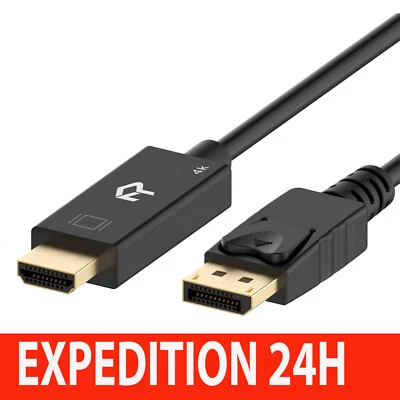 Câble DisplayPort vers HDMI, Résolution 4K, 1,8 m, Noir - Bild 1 von 4