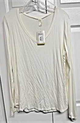 Mittoshop size Large  Women’s v-neck Ivory BAMBOO Long Sleeve Tunic Top NWT - Image 1 of 4
