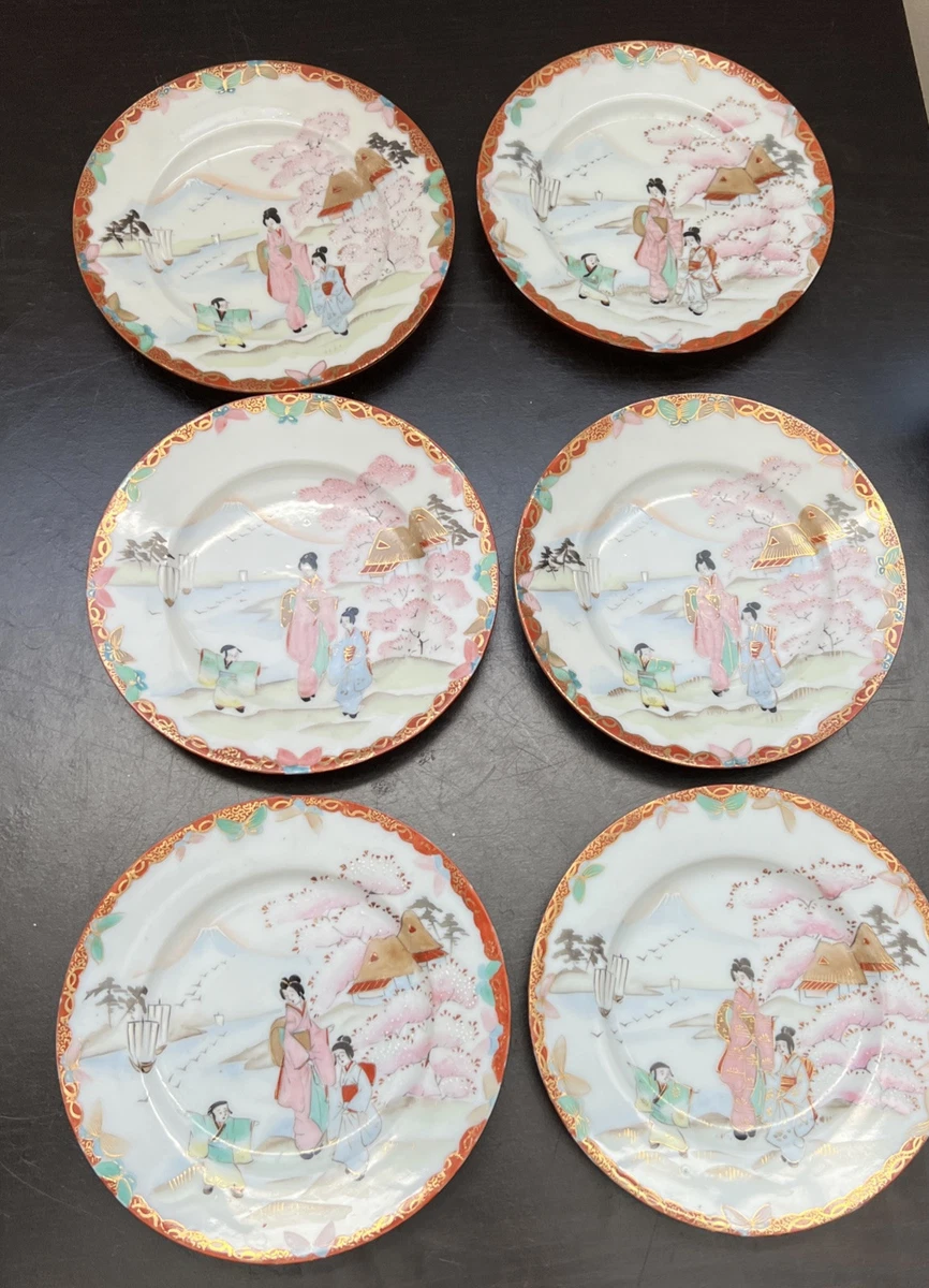 Multi-Color Porcelain & Pottery Antique Japanese Plates 1900-1940