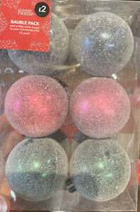 10 pks of 12 of 3 colour frosted Xmas baubles £12 FREE P&P JOBLOT CARBOOT