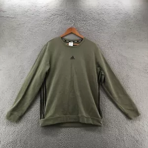 Adidas Sweatshirt Mens Large Green Cotton Blend Long Sleeve Round Neck Pullover - Picture 1 of 11