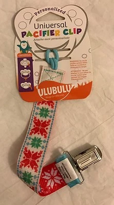 Ulubulu Universal Pacifier Clip Pointsettia Design Personalize Christmas New - Image 1 of 4