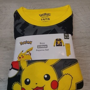 Boys Pokemon Yellow Pajamas 2 piece Pikachu Set 14/16 XL NEW - Picture 1 of 2