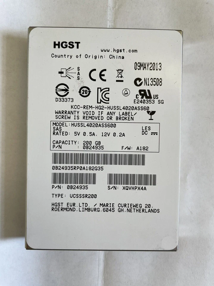 Hitachi 0B24935 2.5" 200GB 6Gbps SLC SAS SSD Solid State Drive HUSSL4020ASS600  - Image 1 of 1