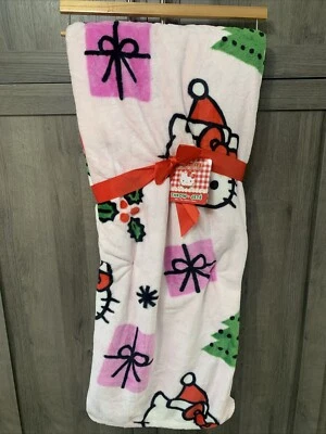 Новый Hello Kitty рождественский подарок и деревья мягкий розовый плюшевый 60 «x 70» плед - Изображение 1 из 4