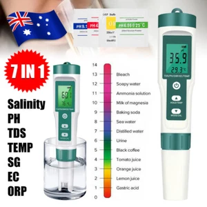 7 in 1 PH Meter TDS EC Salinity Temperature Digital Water Quality Monitor Tester - Picture 1 of 12