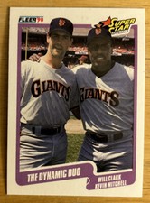 1990 Fleer Dynamic Duo Will Clark Kevin Mitchell Card #637 Giants Low-Grade