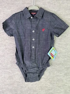 Wrangler Baby 24 Months 1 Piece Collared Button Chambray Red Logo Embroidered - Picture 1 of 6