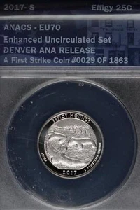 2017 S Enhanced Finish Effigy Mounds Quarter ANACS EU70 *Double Coins* 1900-27 - Bild 1 von 2