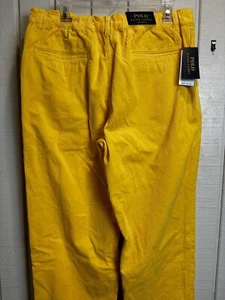 Polo Ralph Lauren Corduroy Pants Mens Medium Relaxed Fit Bright Yellow Preppy - Picture 1 of 2