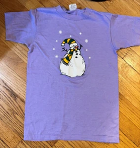 Vintage Kid's Hanes Fifty Fifty Snowman Tee Size Large Great Condition - Picture 1 of 6