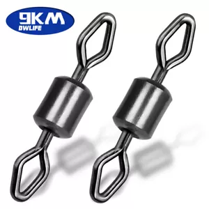 9KM Swivels Fishing Tackle 50~100Pcs Stainless Steel Diamond Eye Rolling Swivels - Picture 1 of 21