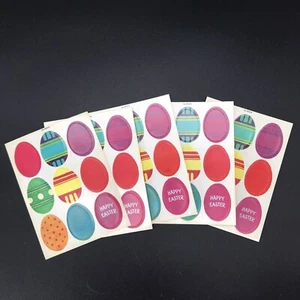 Vintage Stickers Seals Dennison Easter Eggs Colorful 5 Full Sheets Holiday - Picture 1 of 4
