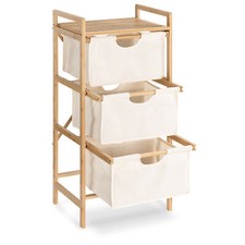 Navaris Mobiletto Bagno 3x Cesto Portabiancheria - Organizer in Legno 96x44x33cm