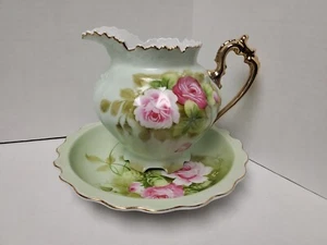 Vintage Lefton Heritage Rose grün Krug handbemalt Porzellan 6,5" - Bild 1 von 11