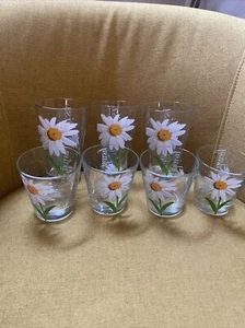 (7) Cerve Italy Daisy Drinking Glasses Tumblers 12oz. Low Ball Rocks - Picture 1 of 6