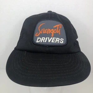 Vintage Serengeti Drivers Black Patch Adjustable Trucker Snapback Mesh Hat Cap - Picture 1 of 6
