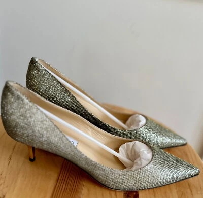 NUEVO EN CAJA Zapatos de tacón Jimmy Choo Brillo Gatito en Bronce Claro Talla 37 ¡NUEVOS! Foto 1 de 4