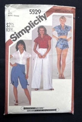 Simplicity 5529 Misses Shirt-Wrap Pants-Knickers-Shorts 1982 Pattern size 14 Cut - Image 1 of 2