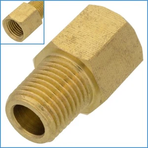 Adaptador de tubería de latón 1/4"" BSP macho a 1/4"" hembra conector cónico - Imagen 1 de 3