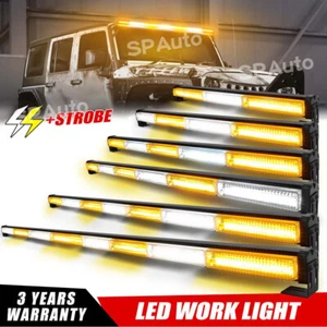 Rooftop LED Emergency Strobe Light Bar Warning Flash Traffic Advisor Amber+White - Picture 1 of 22