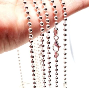 Collar de plata esterlina cadena bola cuentas estampadas 925 unisex grueso - 22 pulgadas - 3 mm - Imagen 1 de 12