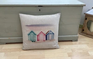 Küste Küste Strand Hütte Design 1 Leinen Streu Kissenbezüge handgefertigt in UK - Bild 1 von 3