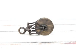 Antique Cast Iron and Wooden M.H.T. Co. OK Barn Pulley Vintage Barn Pulley #2 - Picture 1 of 9