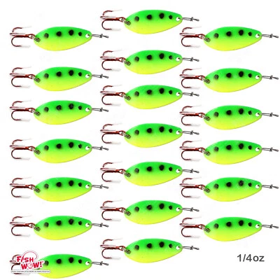 20pcs Fish WOW! 1/4oz Fishing Spoons w/ a Treble Red Hook Duo Lock Snap Trolling - Image 1 of 4