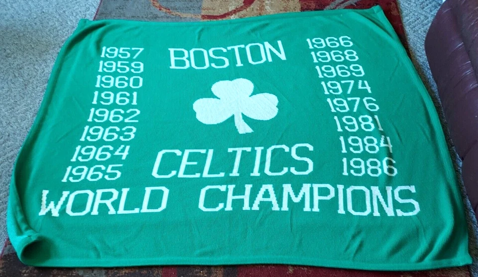 1986 Boston Celtics 52" x 68" World Champions Cotton Blanket w/Free Shipping Foto 1 de 1