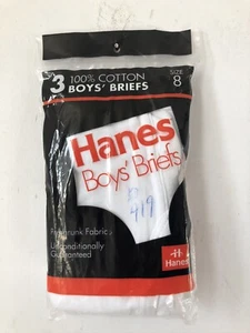 vintage hanes 3-pack boys briefs underwear size 8 deadstock NIP 1992 NOS - Picture 1 of 4