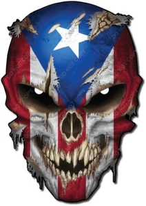 Puerto Rico Flag Skull Decal Sticker Country Bumper Window Car Truck Hispanic - Picture 1 of 6