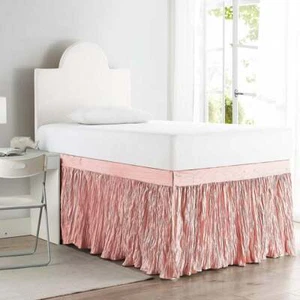 New Crinkle Twin XL 30" Drop 3 Panel Dorm Bed Skirt bedskirt Rose Quartz Pink - Picture 1 of 2