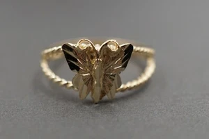 Anillo mariposa de 10,5 mm de corte de diamantes de oro amarillo liso de 10 K. Talla 7,5 - Imagen 1 de 10