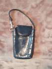 Hobo International Dark Blue Leather Credit Card Pouch Wristlet w/ Belt Strap