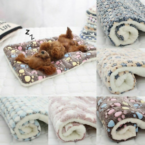 Pet Mat Paw Prints Cat Dog Puppy Fleece Warm Blanket Bed Cushion Soft Mattress
