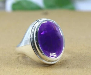 Massiver 925 Sterlingsilber Amethyst Edelstein Siegelring Herrenring Größe 6 bis 14 RJ - Bild 1 von 3