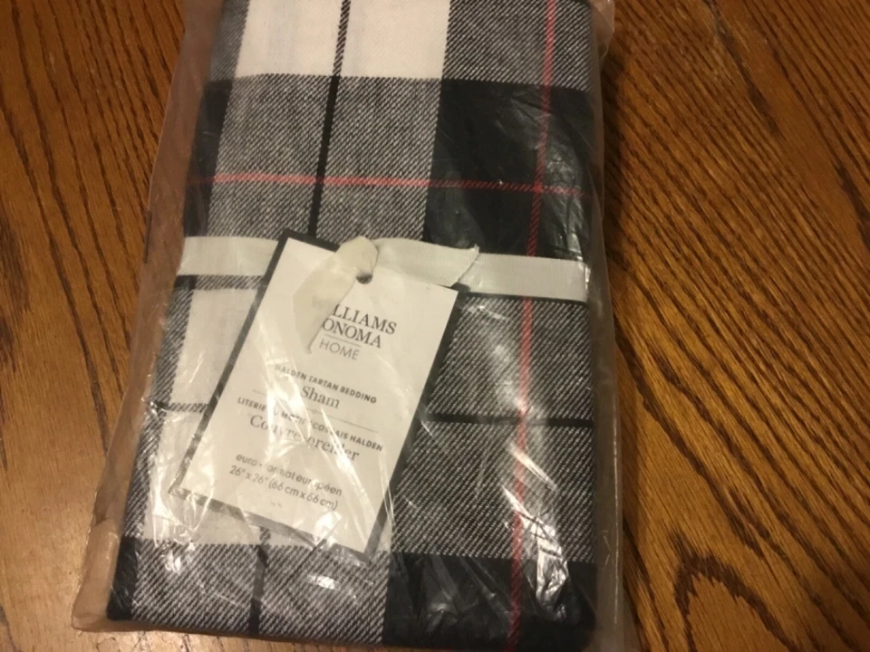 Williams Sonoma Home Holden Tartan Plaid euro sham-NIP-black/white/red - Image 1 of 1