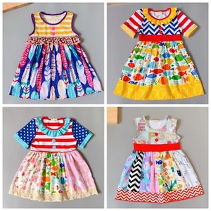 NEW Girls Boutique Fish ABC Alphabet Multi Print Sleeveless Dress Back to School - Picture 1 of 18