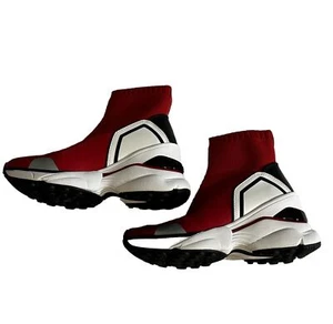 MICHAEL KORS Mickey Sneakers Booties Red White womens size 6 Shoes WORN ONCE - Picture 1 of 4