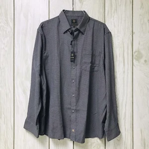 F/X Fusion Men Black White Wavy Woven Button Up Long Sleeve Shirt XXL - Picture 1 of 6