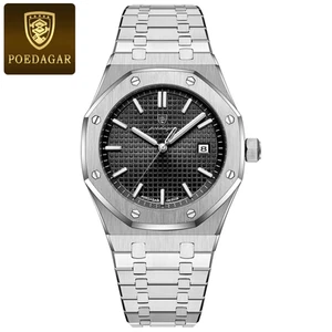 POEDAGAR Luxury Business  Wristwatch Waterproof Luminous Date  Watch Stainless S - Picture 1 of 18