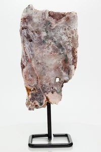 Pink Amethyst Geode Slab On Stand Rose Quartz Crystal Decor 11.42” 2.85lbs H2294 - Picture 1 of 11