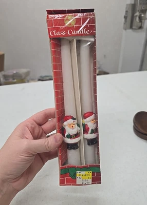 Nuevo en caja Par de Candelabros Cónicos Vintage Papá Noel Blanco Vacaciones Navidad 10" Foto 1 de 4
