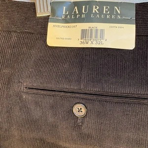 NEU HERREN RALPH LAUREN SCHWARZ KORD FLACHE VORDERSEITE HOSE GRÖSSE 36 x 32 - Bild 1 von 8