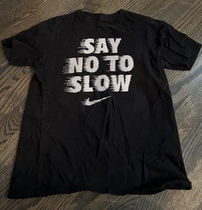 NIKE SAY NO TO SLOW ATHLETIC JERSEY SHORT SLEEVE SHIRT Boys L Black - Picture 1 of 2
