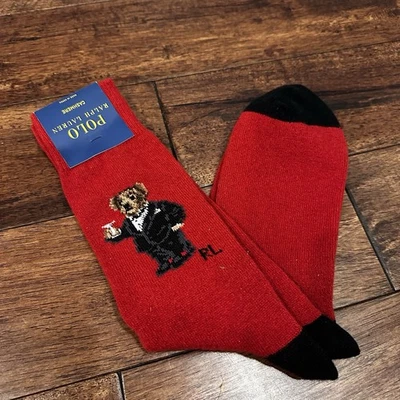 Polo Ralph Lauren Cashmere Bear Martini Calcetines Para Hombre Talla 6-13 (1 Par) NUEVO Foto 1 de 2