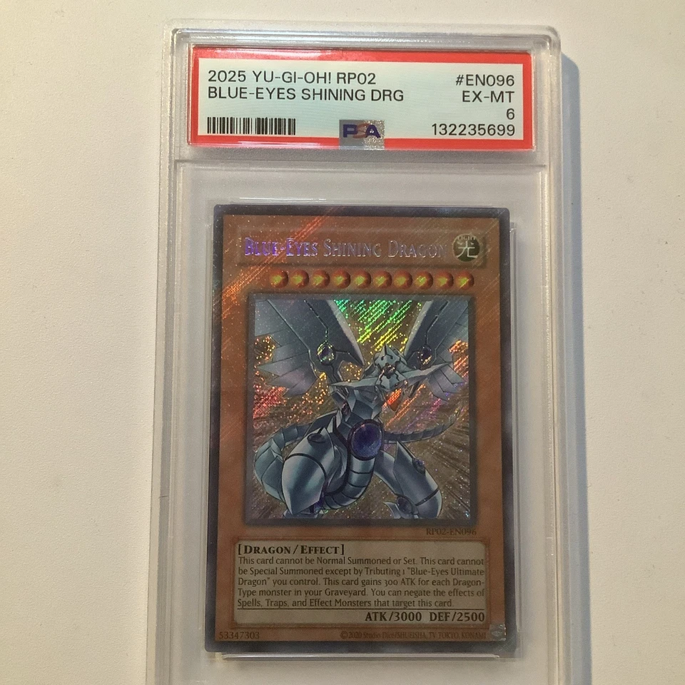 Blue-Eyes Shining Dragon RP02-EN096 Retro Pack 2-Unlimited Edition 2025 PSA 6 - Image 1 of 4